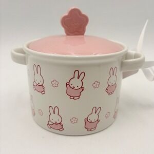 Miffy by Magenta Pink White Ceramic Mini Casserole Dish Cocotte with Flower Lid